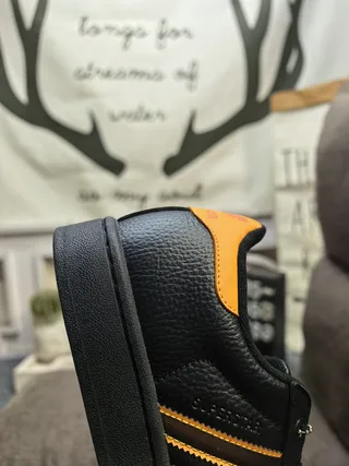 Adidas Black Orange Low-Top Leather Upper Lifestyle Sneakers 3