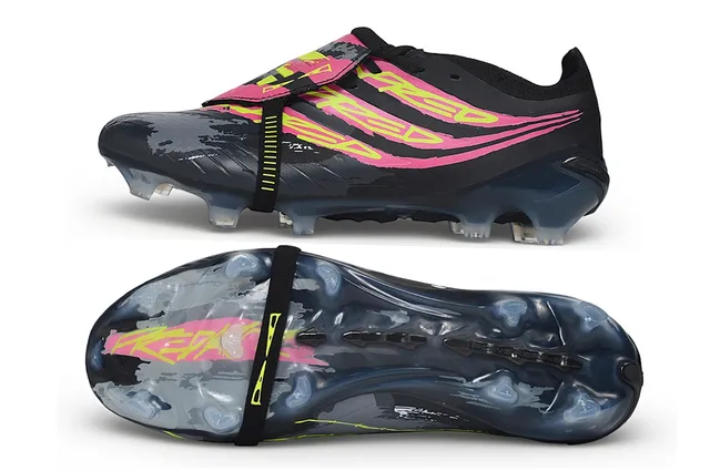 Adidas Black Pink Low-Cut Strap-Closure Firm-Ground Soccer Shoes 6