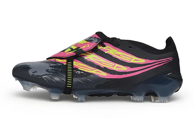 Adidas Black Pink Low-Cut Strap-Closure Firm-Ground Soccer Shoes 7