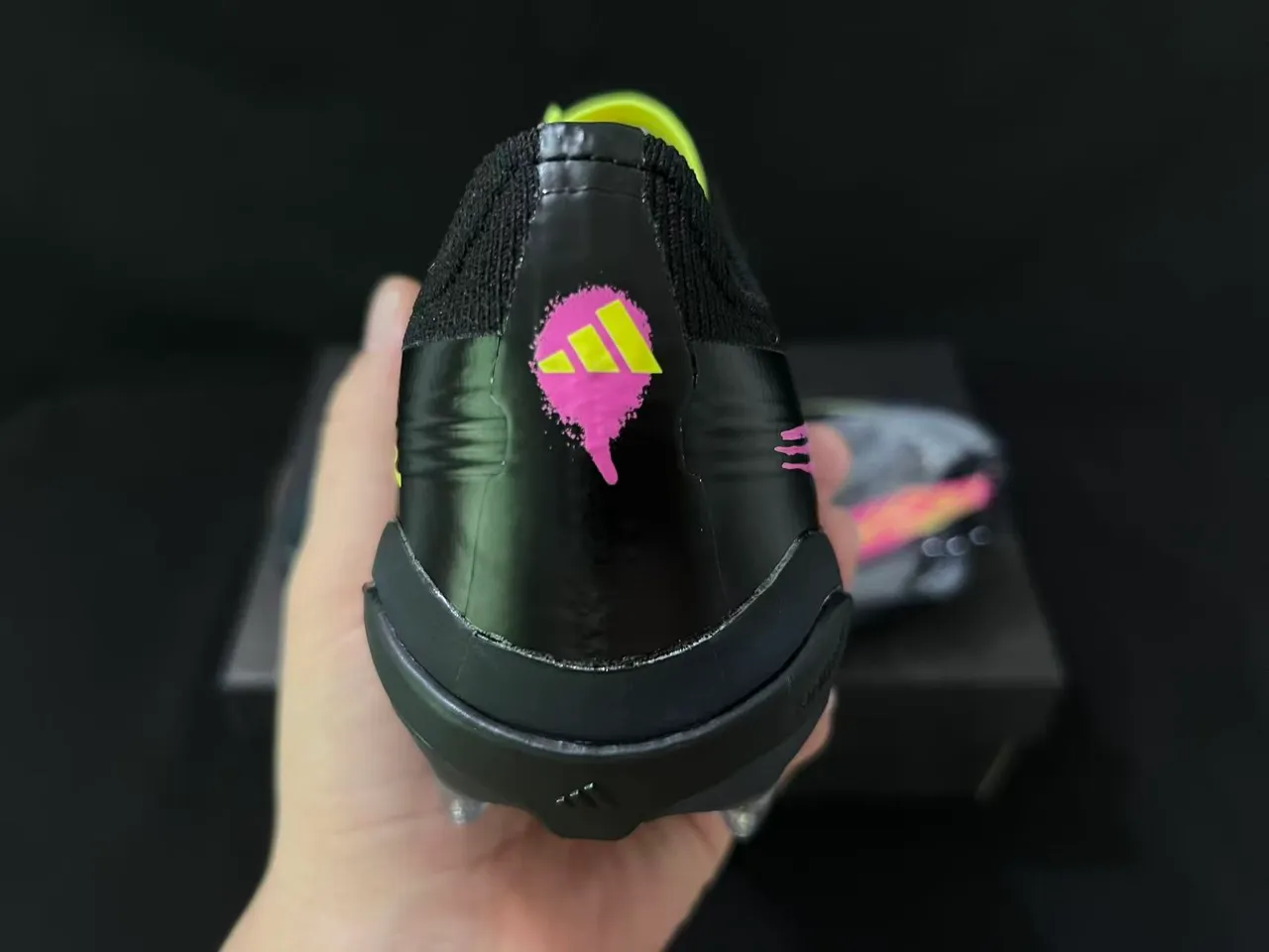 Adidas Black Pink Low-Cut Synthetic Upper Asymmetrical Lacing Firm-Ground Soccer Shoes 3