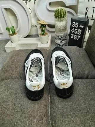 Adidas Black White Leather Upper Three-Stripe Side Panel Lifestyle Sneakers 8