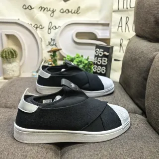 Adidas Black White Slip-On Elastic Cross-Strap Lifestyle Sneakers