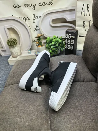 Adidas Black White Slip-On Elastic Cross-Strap Lifestyle Sneakers 6