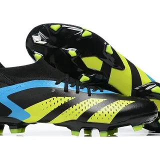 Adidas Black Yellow Knit Collar Asymmetrical Lacing Firm-Ground Soccer Shoes