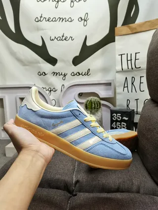 Adidas Blue Beige Low-Top Suede Upper Lifestyle Sneakers 5