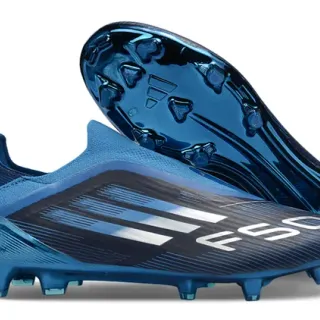Adidas Blue Black Low-Cut Sock-Fit Collar Metallic Translucent Sole Firm-Ground Soccer Shoes
