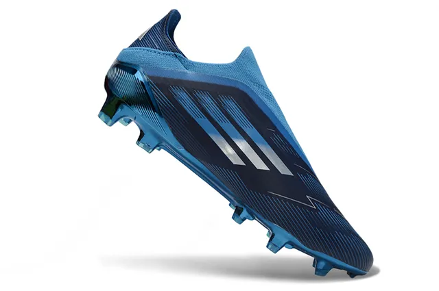 Adidas Blue Black Low-Cut Sock-Fit Collar Metallic Translucent Sole Firm-Ground Soccer Shoes 2