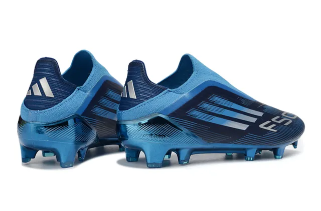Adidas Blue Black Low-Cut Sock-Fit Collar Metallic Translucent Sole Firm-Ground Soccer Shoes 5