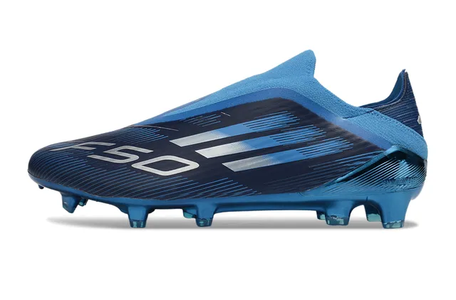 Adidas Blue Black Low-Cut Sock-Fit Collar Metallic Translucent Sole Firm-Ground Soccer Shoes 7