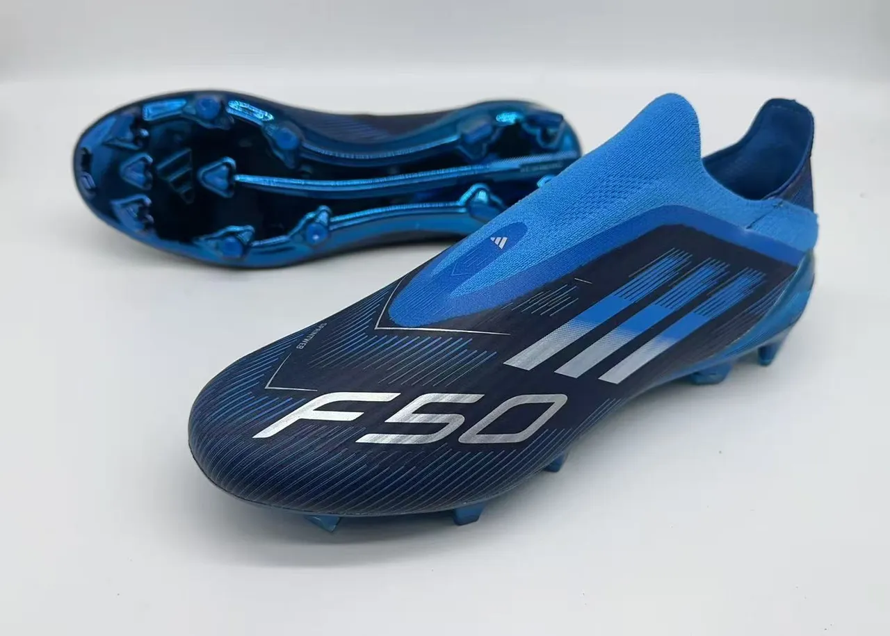 Adidas Blue Black Low-Cut Sock-Fit Collar Metallic Translucent Sole Firm-Ground Soccer Shoes 8