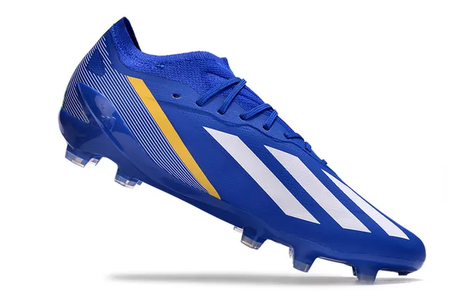 Adidas Blue Green Knit Collar Asymmetrical Lacing Firm-Ground Soccer Shoes 2