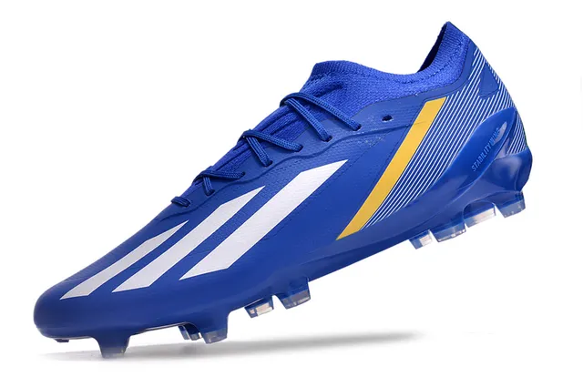 Adidas Blue Green Knit Collar Asymmetrical Lacing Firm-Ground Soccer Shoes 3