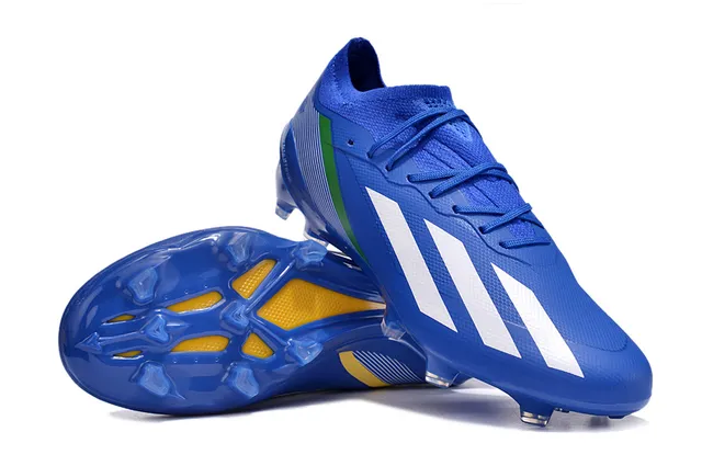 Adidas Blue Green Knit Collar Asymmetrical Lacing Firm-Ground Soccer Shoes 4