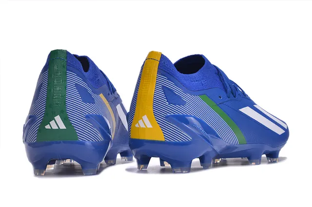 Adidas Blue Green Knit Collar Asymmetrical Lacing Firm-Ground Soccer Shoes 5