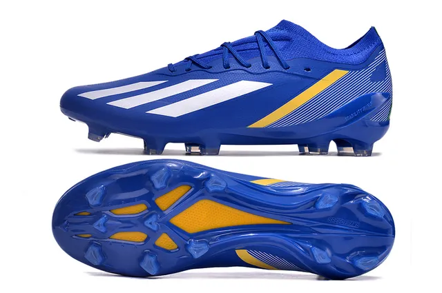 Adidas Blue Green Knit Collar Asymmetrical Lacing Firm-Ground Soccer Shoes 6