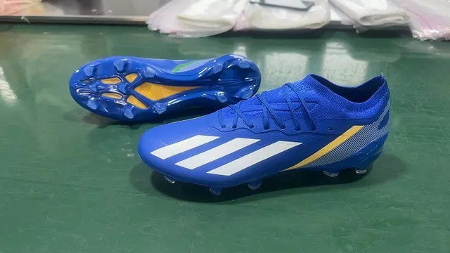 Adidas Blue Green Knit Collar Asymmetrical Lacing Firm-Ground Soccer Shoes 8