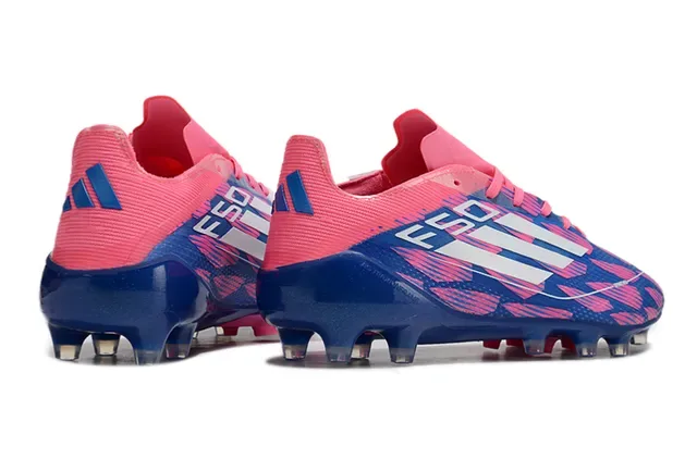 Adidas Chuteiras de futebol azul rosa low-cut com upper sintético canelas cônicas moldadas para gramado firme 5