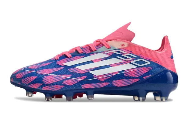 Adidas Chuteiras de futebol azul rosa low-cut com upper sintético canelas cônicas moldadas para gramado firme 7