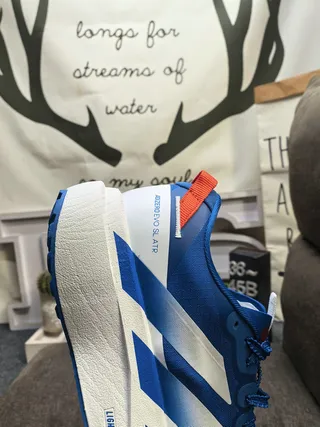 Adidas Zapatillas de correr con rayas azul y rojo, ligeras, silueta de carreras 3