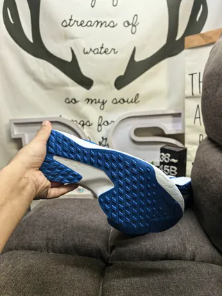 Adidas Zapatillas de correr con rayas azul y rojo, ligeras, silueta de carreras 4