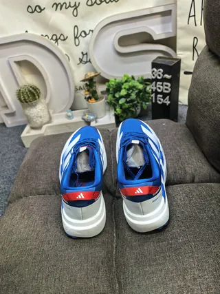 Adidas Zapatillas de correr con rayas azul y rojo, ligeras, silueta de carreras 8