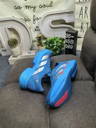 Adidas Blue Silver Engineered Mesh Upper Sculpted Midsole Running Shoes 6