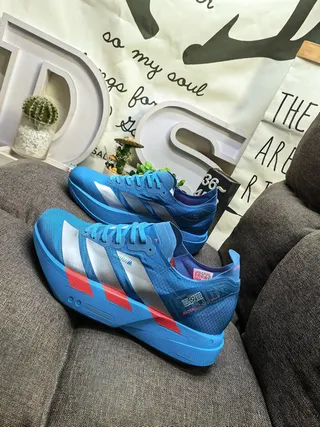 Adidas Blue Silver Engineered Mesh Upper Sculpted Midsole Running Shoes 7
