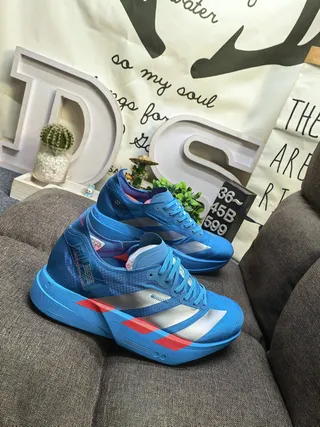 Adidas Blue Silver Engineered Mesh Upper Sculpted Midsole Running Shoes 9