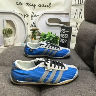Adidas Blue Silver Vintage-Inspired Striped Side Panels Lifestyle Sneakers