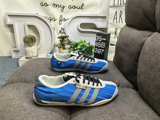 Adidas Blue Silver Vintage-Inspired Striped Side Panels Lifestyle Sneakers 1