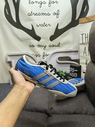 Adidas Blue Silver Vintage-Inspired Striped Side Panels Lifestyle Sneakers 5