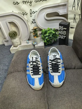Adidas Blue Silver Vintage-Inspired Striped Side Panels Lifestyle Sneakers 10