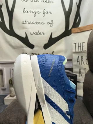 Adidas Blue White Engineered Knit Upper Three-Stripe Side Panel Running Shoes 3
