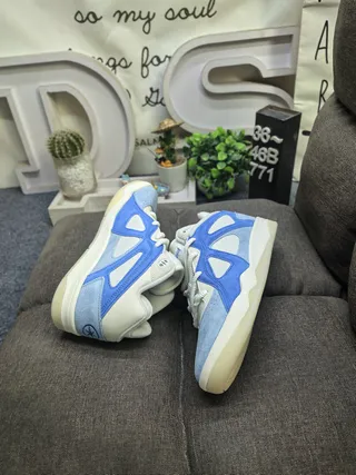 Adidas Blue White Low-Top Layered Synthetic Cage Lifestyle Sneakers 6