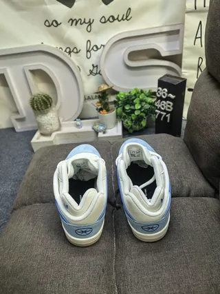 Adidas Blue White Low-Top Layered Synthetic Cage Lifestyle Sneakers 8