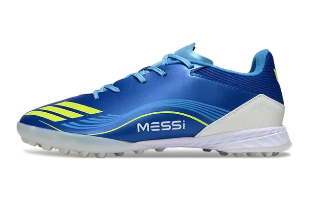 Adidas नील हलुद लो-कट सिन्थेटिक अपर डायनामिक वेव ग्राफिक टर्फ फुटबॉल जूते 7