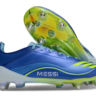 Adidas Blue Yellow Low-Cut Synthetic Upper Molded Studs Firm-Ground Soccer Shoes