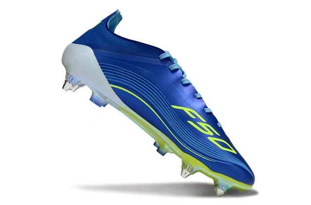 Adidas Blue Yellow Low-Cut Synthetic Upper Molded Studs Firm-Ground Soccer Shoes 2