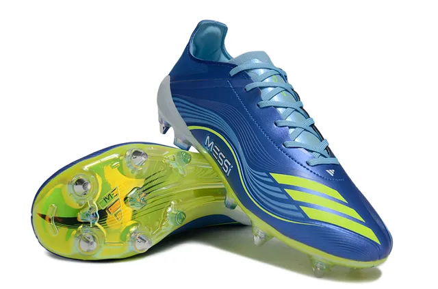 Adidas Blue Yellow Low-Cut Synthetic Upper Molded Studs Firm-Ground Soccer Shoes 4