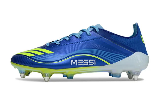 Adidas Blue Yellow Low-Cut Synthetic Upper Molded Studs Firm-Ground Soccer Shoes 7
