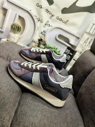 Adidas Brown Beige Retro Runner Suede-and-Textile Upper Lifestyle Sneakers 7