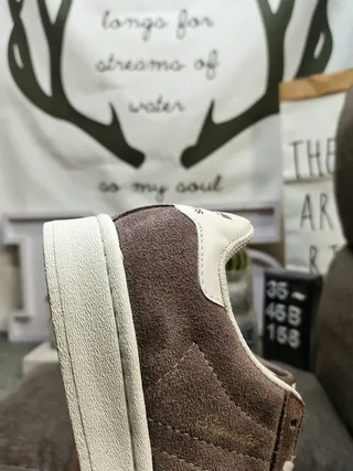Adidas Brown White Low-Top Suede Upper Lifestyle Sneakers 3