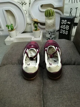 Adidas Burgundy Beige Leather Upper Three-Stripe Side Panel Lifestyle Sneakers 8