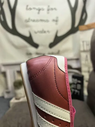 Adidas Burgundy Pink Quilted Leather Upper Three-Stripe Side Panel Mary Jane Shoes 23