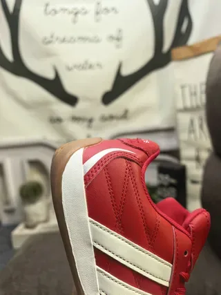 Adidas Copa Red White Quilted Leather Upper Three Stripes Sneakers 3