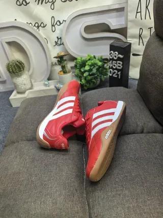 Adidas Copa Red White Quilted Leather Upper Three Stripes Sneakers 6