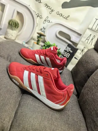Adidas Copa Red White Quilted Leather Upper Three Stripes Sneakers 7