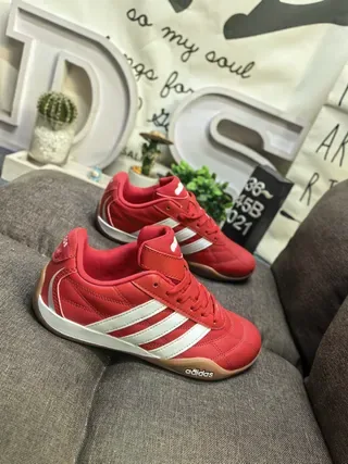 Adidas Copa Red White Quilted Leather Upper Three Stripes Sneakers 9