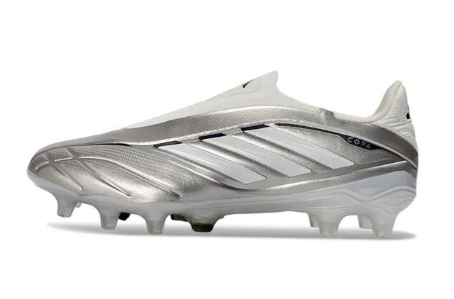 Adidas Copa রূপালী সাদা লেসবিহীন কলার ধাতব সিন্থেটিক উপর দৃঢ় গ্রাউন্ড ফুটবল জুতো 7