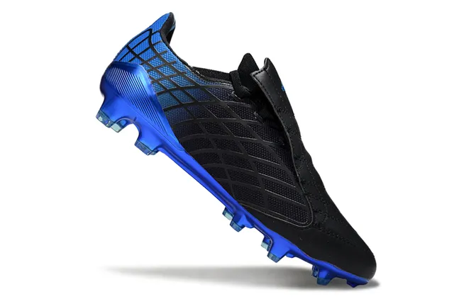 Adidas F50 Black Blue Laceless Strap Closure Textured Synthetic Upper Firm-Ground Soccer Shoes 12